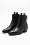 Women's Pointed Toe Block Heeled Zippered Cowboy Western Ankle Boots - Lavia - Black Epson
