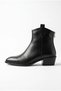 Women's Pointed Toe Block Heeled Zippered Cowboy Western Ankle Boots - Lavia - Black Epson - 2