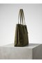 Women's Khaki Color Suede Shoulder Bag Stylish Design Daily Use Large Size Zippered Tote Bag - 5