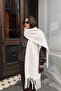 Women's Self-Luminous Ecru Shawl |   Thick and Warm Tassel Long Scarf - 2