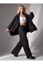Women's Black Patterned Jacquard Asymmetrical Cut Jacket - 2