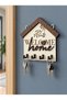 House Shaped Mdf Wall Key Hanger with 4 Hooks Welcome Home 18X17 cm - 5