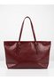 Women's Burgundy Color Wrinkled Leather Shoulder Bag Stylish Design Daily Use Large Size Zippered Tote Bag - 2