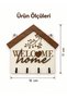 House Shaped Mdf Wall Key Hanger with 4 Hooks Welcome Home 18X17 cm - 6