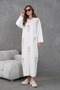 Women's Embroidered Flowy Crew Neck Maxi Knitwear Dress