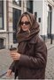 Women's Sparkling Brown Winter Scarf |   Sim Detailed Shoulder Shawl - 4
