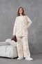 Women's Floral Embroidery Embellished V-Neck Cardigan Pants Knitwear Set