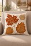 Autumn Pumpkin and Leaf Patterned Punch Look Decorative Throw Pillow Cover Set of 4 (Double-Sided) - 3