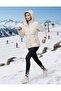 Women's Short Nova Fabric Lining Zippered Inflatable Coat with Hat - 2