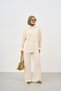Women's Pleated Detailed Shirt Suit Cream - 4
