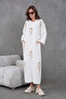 Women's Embroidered Flowy Crew Neck Maxi Knitwear Dress - 2