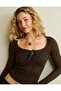 AE Pointelle Tie-Front Fitted Sweater