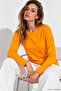Women's Orange Crew Neck Long Sleeve Cotton Bodysuit - 3