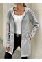 Women's Long Sleeve Hooded Cap with Pocket Detail, Three Thread Seasonal Cap - 2