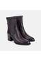 Women's Dark Brown Pointed Toe Heeled Stretch Leather Boots