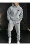 Men's Minimal Leopard Bottom Top Set Fashion Print Design Hooded Sweatshirt Relaxed Fit Casual Sports