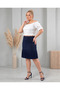 Plus Size Navy Blue Pleated Mini High Waist Skirt - 2