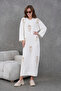 Women's Embroidered Flowy Crew Neck Maxi Knitwear Dress - 5