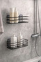2 Pcs Black Bathroom Shelf with 4 Plastic Black Plastic Hooks Shower Shelf Bathroom Kitchen Shelf Organizer - 5