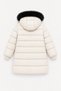 Girl's Fur Detailed Hooded Long Winter Puffer Coat - Cream - 4