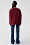Ricenni Women's Crew Neck Oversize Burgundy Sweatshirt - 5