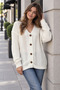 Women's White Hair Knitted Patterned 4-Button Knitwear Cardigan - 2