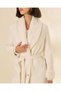 Women Ivory Plain Faux Fur Belted Coat - 2