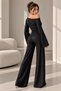 Glittery Boat Neck Spanish Flare Women's Two-Piece Set F0236 - 3