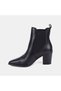 Women's Black Pointed Toe Thick Heeled Leather Chelsea Boots - 3