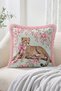 Leopard Figured Pink Bowknot Flower and Leopard Patterned 4-Piece Fringed-Tasseled Throw Pillow Cover Set - 5