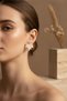 Yellow Framed Leaf Patterned Marble Look Bijouterie Earrings - 5