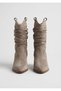 26K-001-17300 Genuine Leather Zippered Zipper Detail 8cm Thick Heel Western Boots for Women - 4