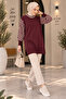 New Season Women's Polyamide Yarn Leopard Sleeve Patterned Long Knit Tunic - 4