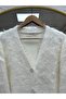 Vesile Bearded V-Neck Soft Cardigan-Kr5043 Ecru - 3