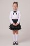 Girls' Black Bow Lace White Long Sleeve Shirt Black Bow Double Ruffle Skirt April 23 October 29 Show Outfit - 2