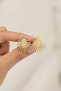 Stylish Yellow Color Sunbeam Patterned Women's Bijouterie Earrings with Drop Stone Detail - 4