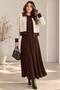 Zigzag Patterned Cardigan Detailed Pleated Maxi Dress Set
