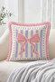 La Dolce Vita Written Cherry, Bow and Striped Retro Patterned 4-Piece Fringed-Tasseled Throw Pillow Cover Set - 3