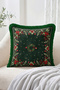 Christmas Flower, Wreath and Red-Green Leaf Pattern Throw Pillow Cover Set of 4 with Fringe and Tassels - 4
