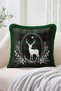 Merry Christmas Written Deer Figured Plaid and Pine Tree Patterned 4-Piece Fringed-Tasseled Throw Pillow Cover - 2