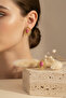 Stylish Yellow Tone Sun Patterned Pink Drop Stone Bijoux Earrings - 5