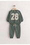 Karyoka Detailed Printed Thin Seasonal Sweatshirt Set for Ages 2-10 Khaki Green - 2