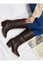 Limona Brown Imported Leather 6 cm Heel Women's Boots - 3