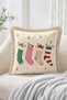 Christmas Pine Branch, Colorful Ornament, Christmas Stocking and Joy Written 4-Piece Fringed-Tasseled Throw Pillow Cover Set - 3