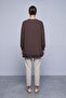 3D Floral Brooch Ruffle Hem Detailed Tunic Brown 10815 - 2