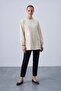 Sequined Leaf Embroidered Tunic Beige 10816