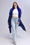 Women's Plush Collar Leather Look Long Coat - 7