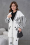 Women's Bead Embellished Sleeve Striped Knitwear Cardigan Trousers Two-Piece Set - 4