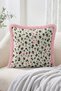 Leopard Figured Pink Bowknot Flower and Leopard Patterned 4-Piece Fringed-Tasseled Throw Pillow Cover Set - 4
