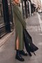 All-Day Comfort with Relaxed Fit - Women's Long Sleeve Crew Neck Side Slit Viscose Long Dress - 4